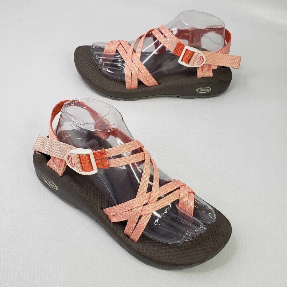 Chaco Women's Sandals in Peach and Dark Brown